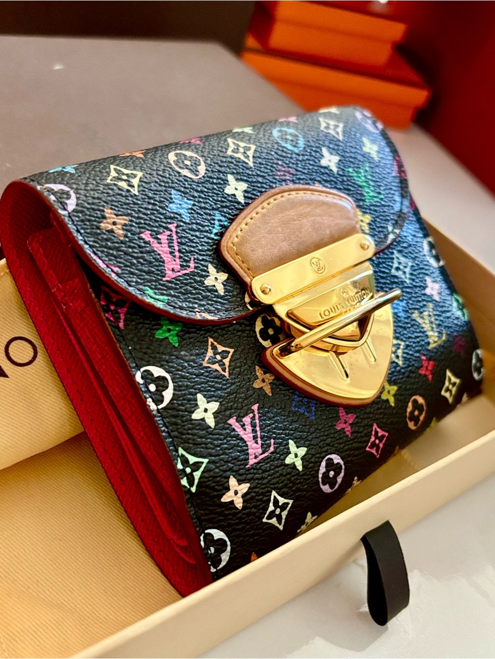Louis Vuitton Portefeuille Joy Trifold Wallet Monogram Multicolor Black - Picture 2 of 11